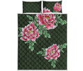 Japanese Peony Print Quilt Bed Set