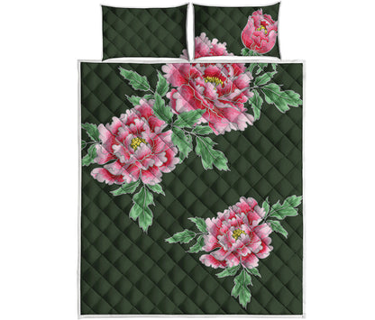 Japanese Peony Print Quilt Bed Set