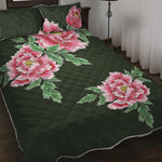 Japanese Peony Print Quilt Bed Set