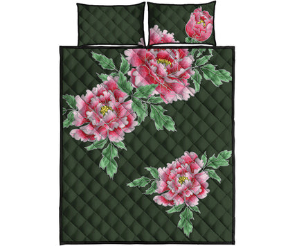 Japanese Peony Print Quilt Bed Set