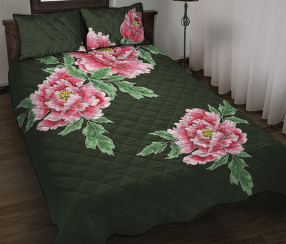 Japanese Peony Print Quilt Bed Set