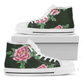 Japanese Peony Print White High Top Sneakers
