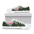 Japanese Peony Print White Low Top Sneakers