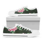 Japanese Peony Print White Low Top Shoes