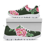 Japanese Peony Print White Sneakers