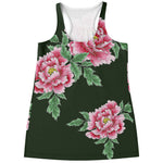 Japanese Peony Print Women's Racerback Tank Top