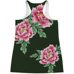 Japanese Peony Print Women's Racerback Tank Top