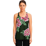 Japanese Peony Print Women's Racerback Tank Top