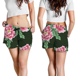 Japanese Peony Print Women's Shorts