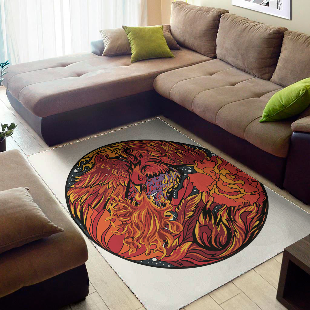 Japanese Phoenix Print Area Rug