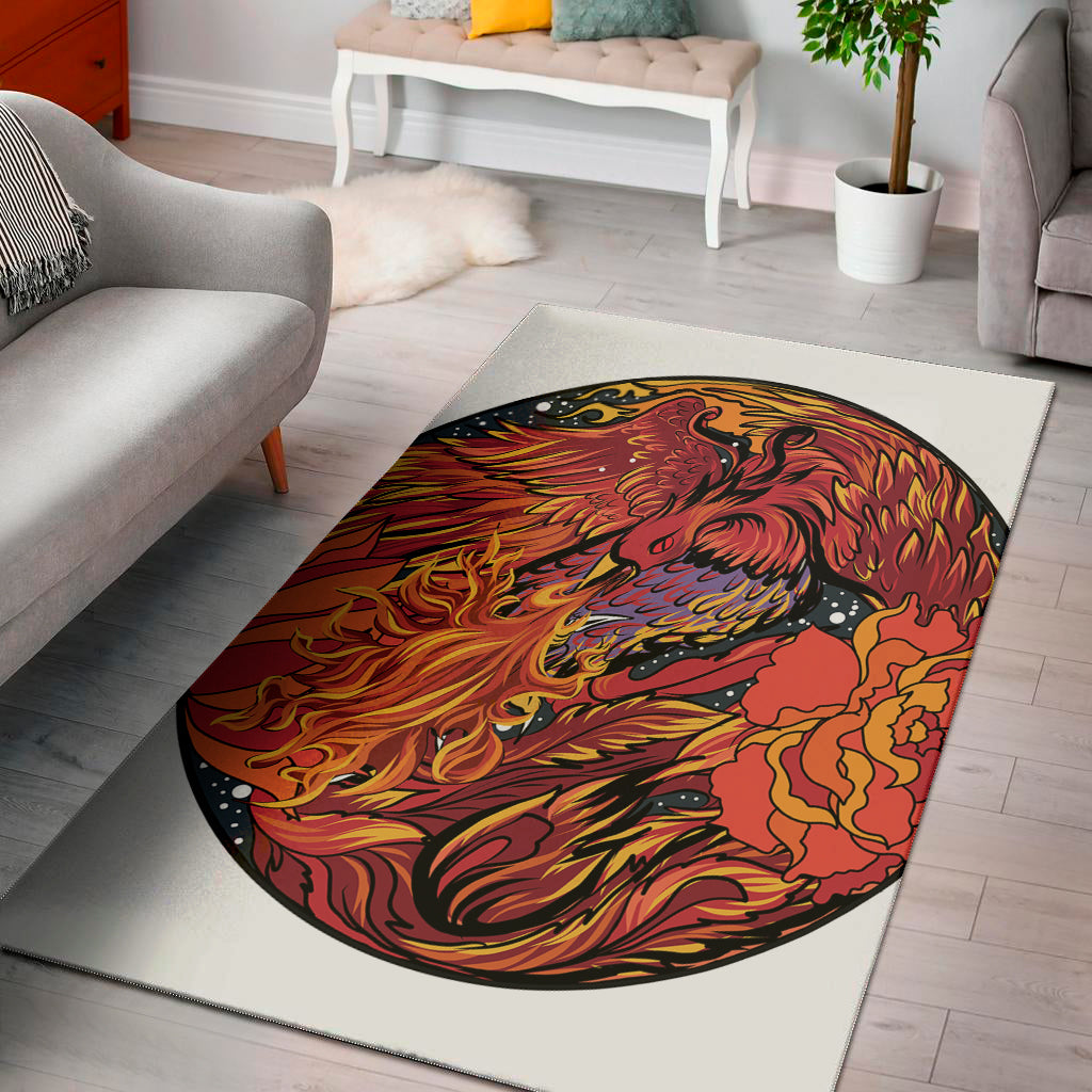 Japanese Phoenix Print Area Rug