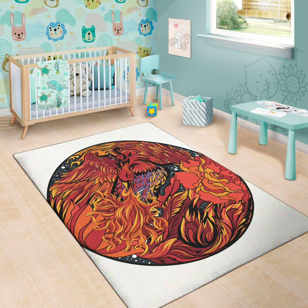 Japanese Phoenix Print Area Rug