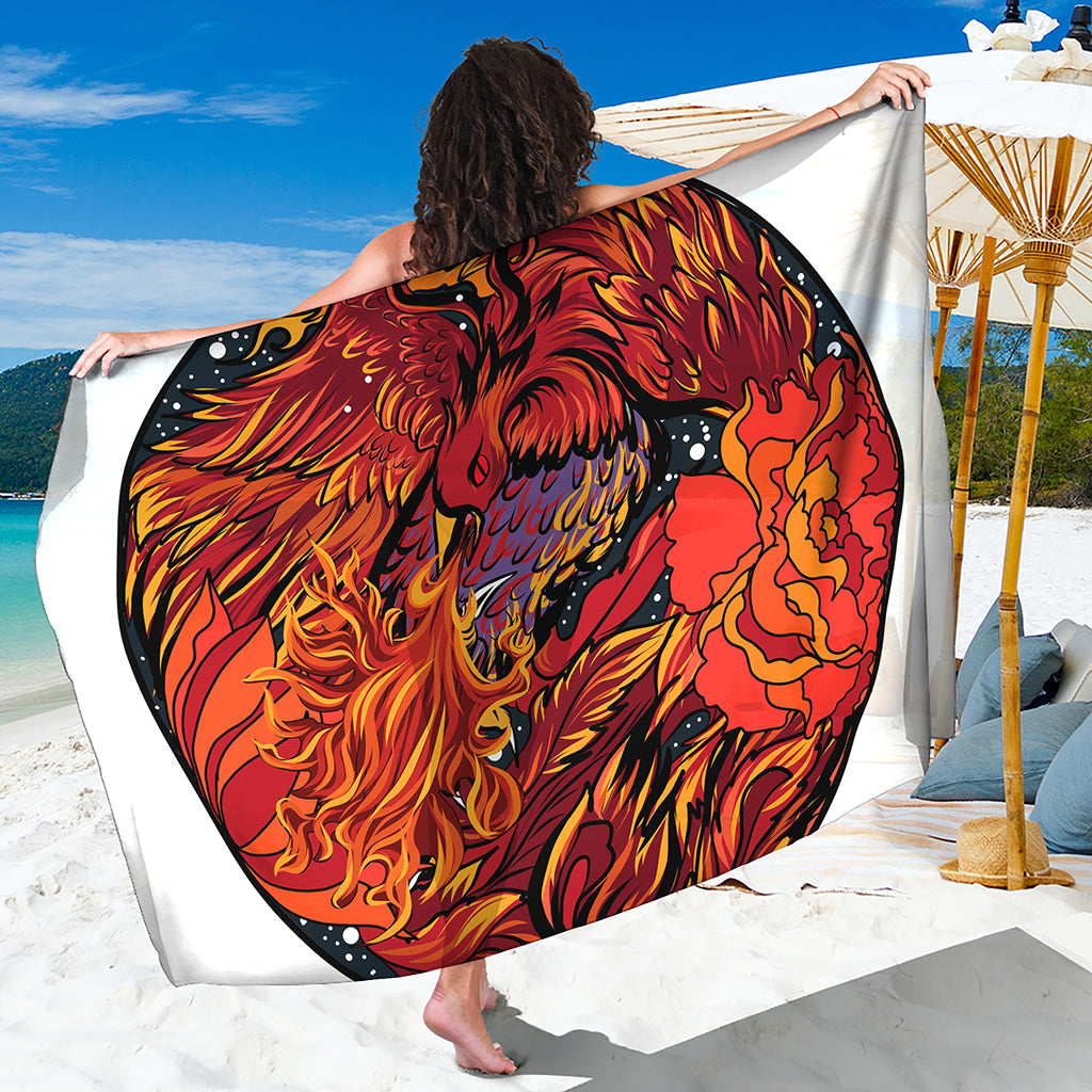 Japanese Phoenix Print Beach Sarong Wrap