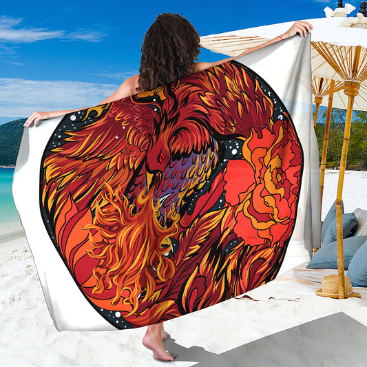 Japanese Phoenix Print Beach Sarong Wrap