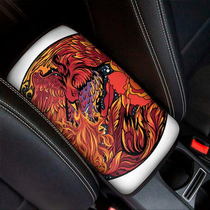 Japanese Phoenix Print Car Center Console Cover