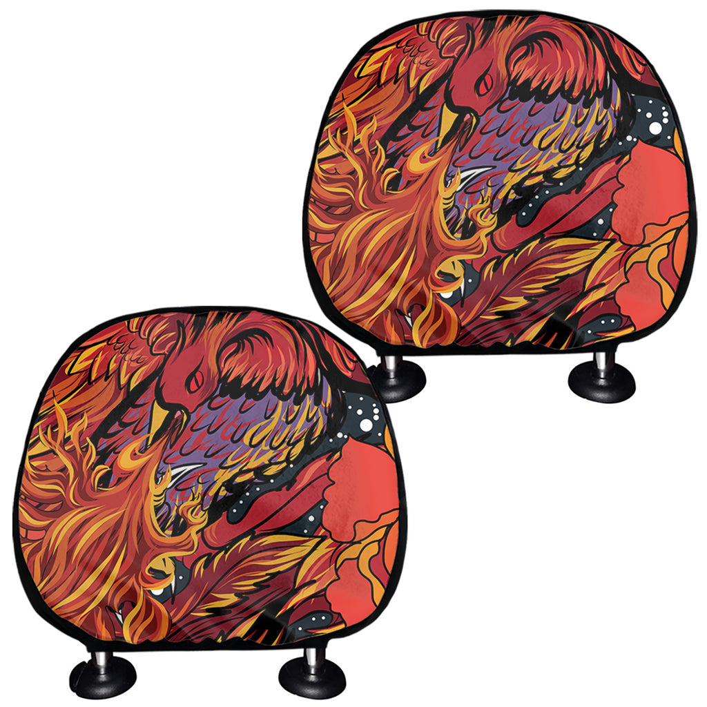 Japanese Phoenix Print Car Headrest Covers