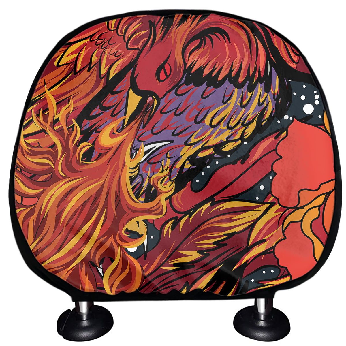 Japanese Phoenix Print Car Headrest Covers