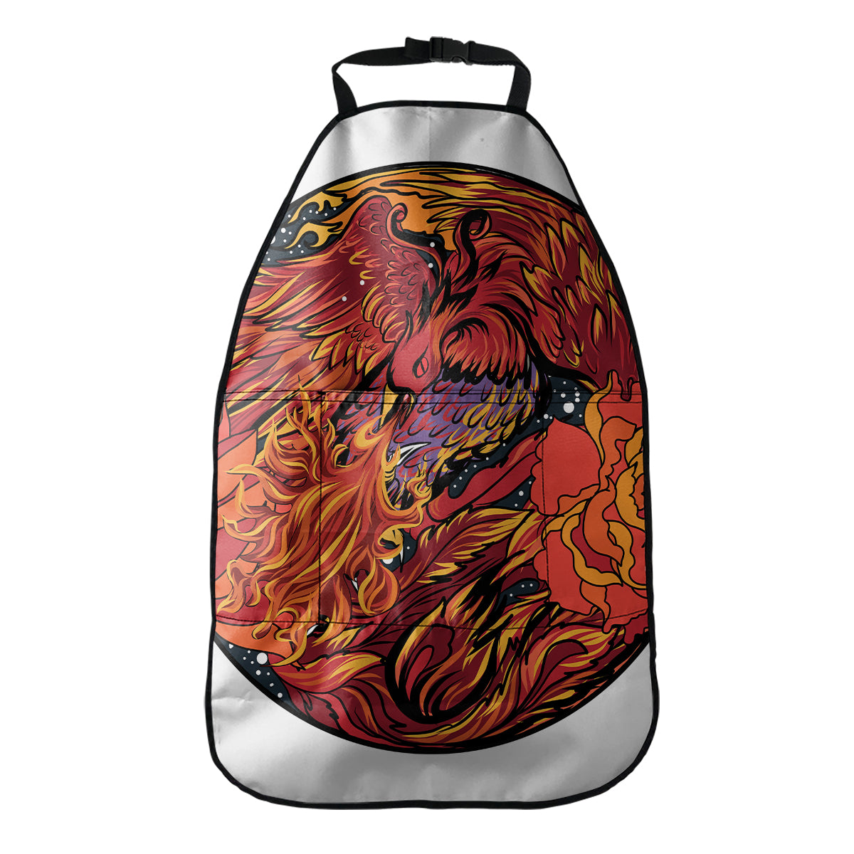 Japanese Phoenix Print Car Seat Organizers
