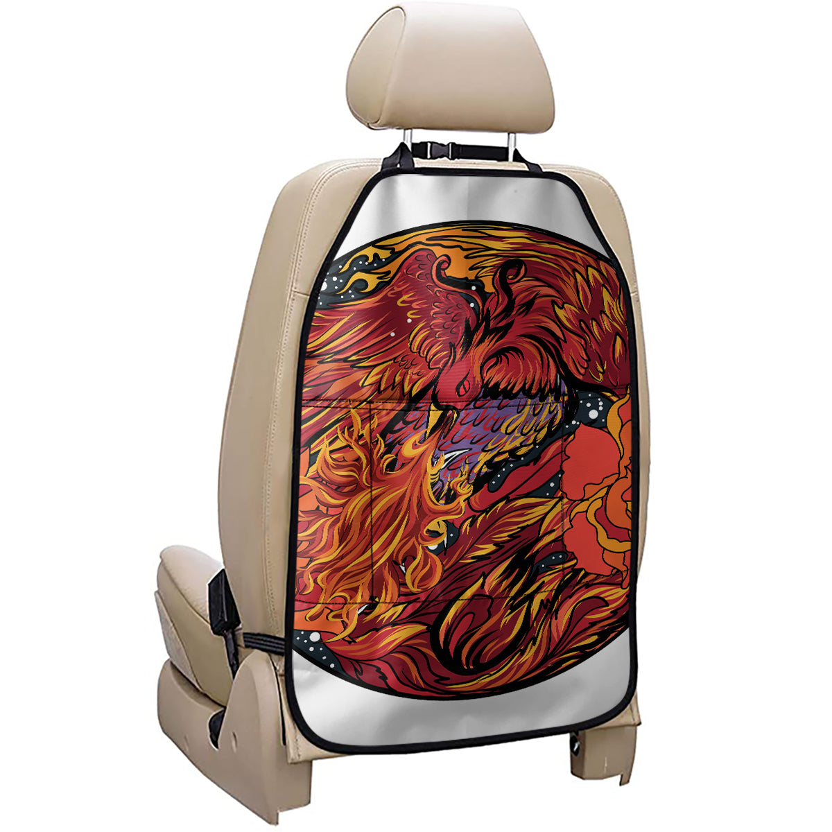 Japanese Phoenix Print Car Seat Organizers