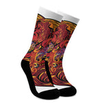 Japanese Phoenix Print Crew Socks