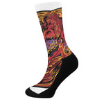 Japanese Phoenix Print Crew Socks
