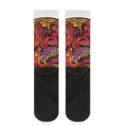 Japanese Phoenix Print Crew Socks