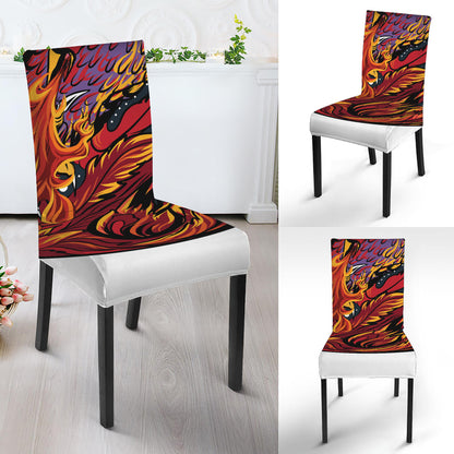 Japanese Phoenix Print Dining Chair Slipcover