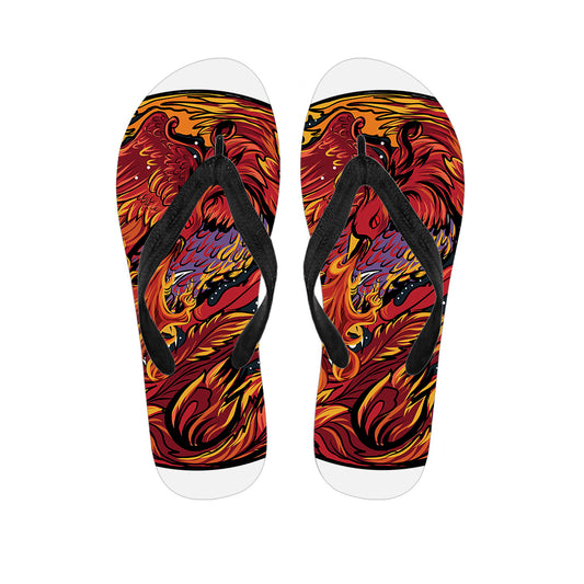 Japanese Phoenix Print Flip Flops