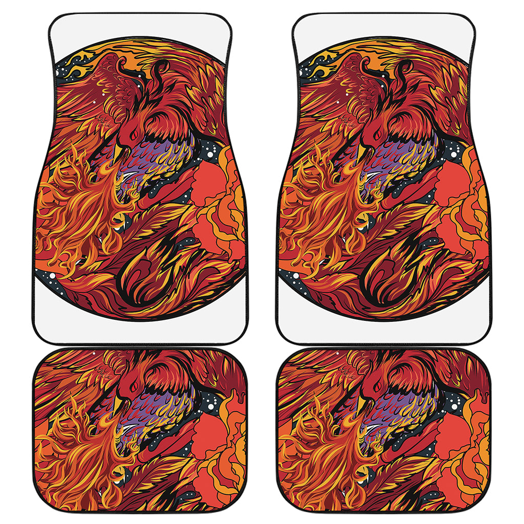 Japanese Phoenix Print Front and Back Car Floor Mats