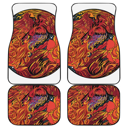 Japanese Phoenix Print Front and Back Car Floor Mats