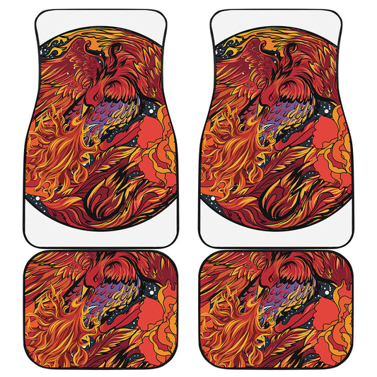 Japanese Phoenix Print Front and Back Car Floor Mats