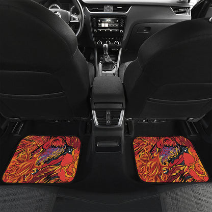 Japanese Phoenix Print Front and Back Car Floor Mats