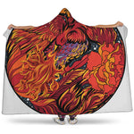 Japanese Phoenix Print Hooded Blanket