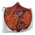 Japanese Phoenix Print Hooded Blanket