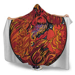 Japanese Phoenix Print Hooded Blanket
