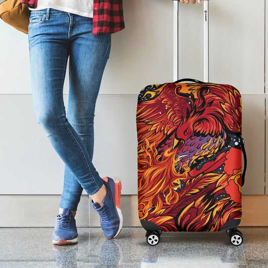 Japanese Phoenix Print Luggage Cover