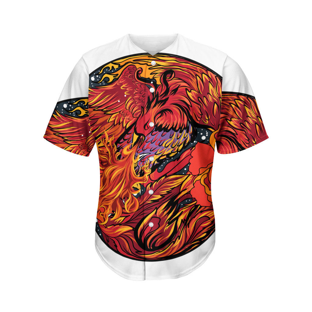 Japanese Phoenix Print Men's Baseball Jersey