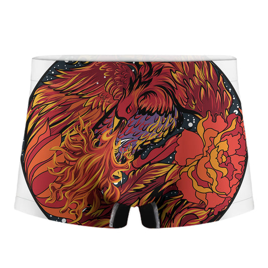 Japanese Phoenix Print Men's Boxer Briefs