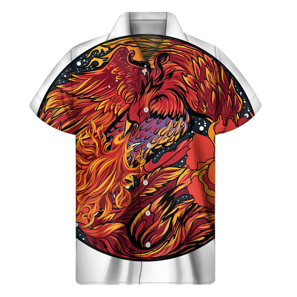 Japanese Phoenix Print Men's Short Sleeve Shirt