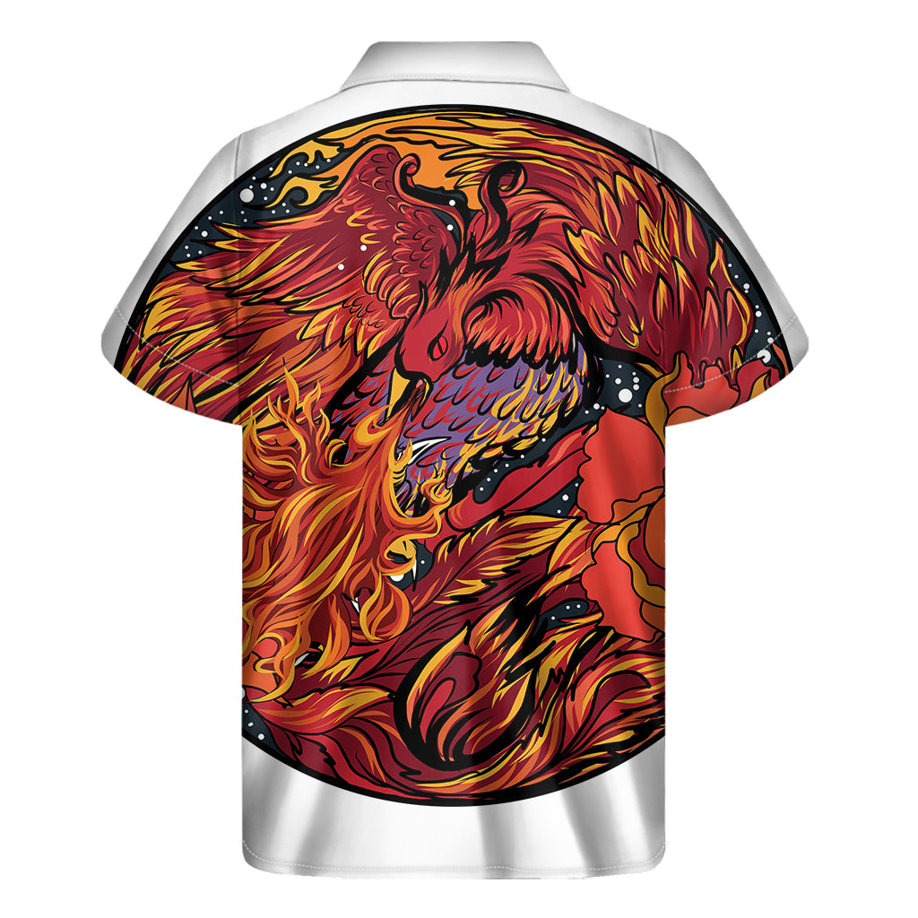 Japanese Phoenix Print Men's Short Sleeve Shirt