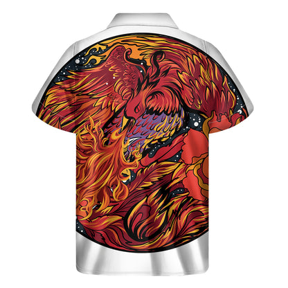 Japanese Phoenix Print Men's Short Sleeve Shirt