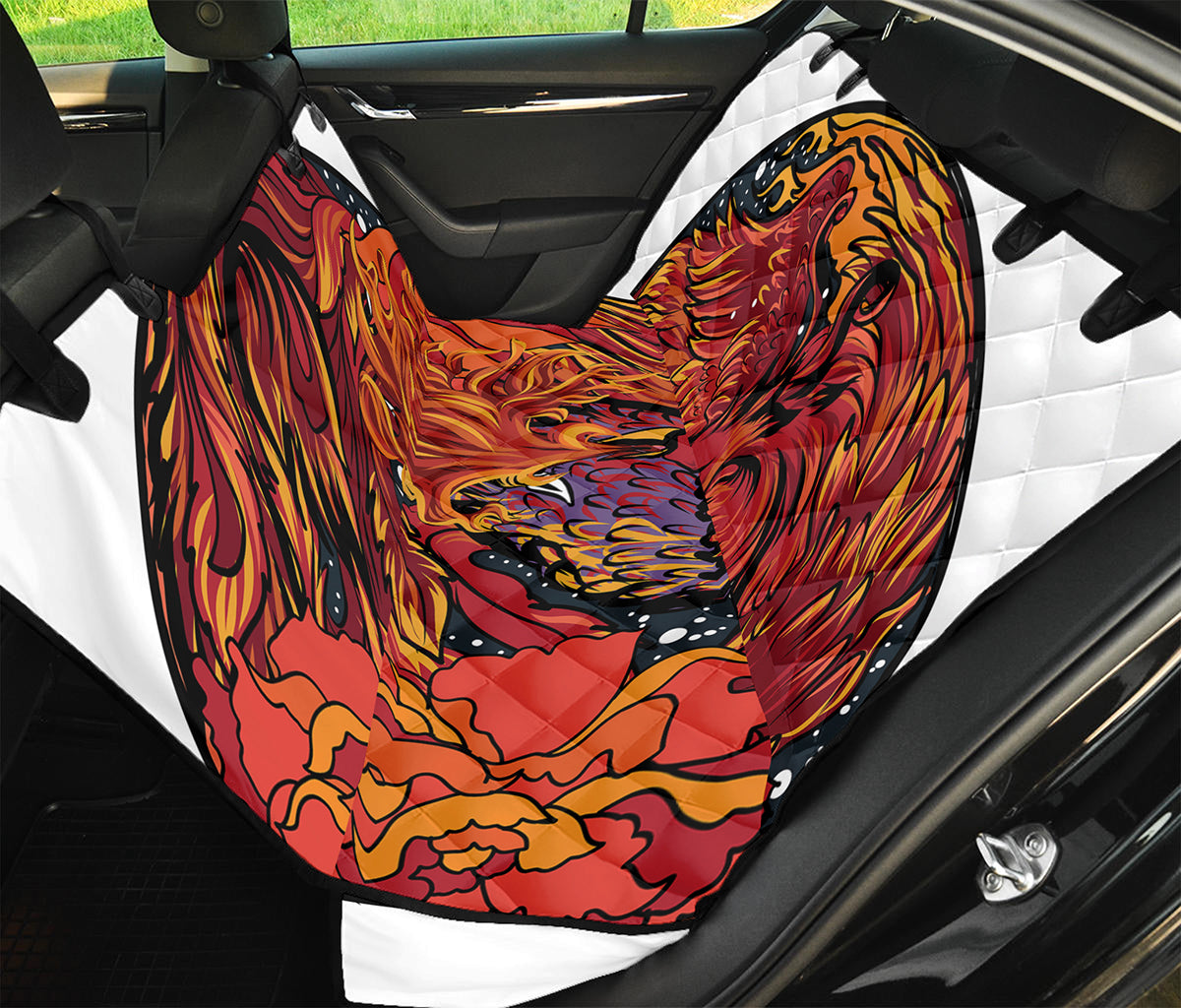 Japanese Phoenix Print Pet Car Back Seat Cover