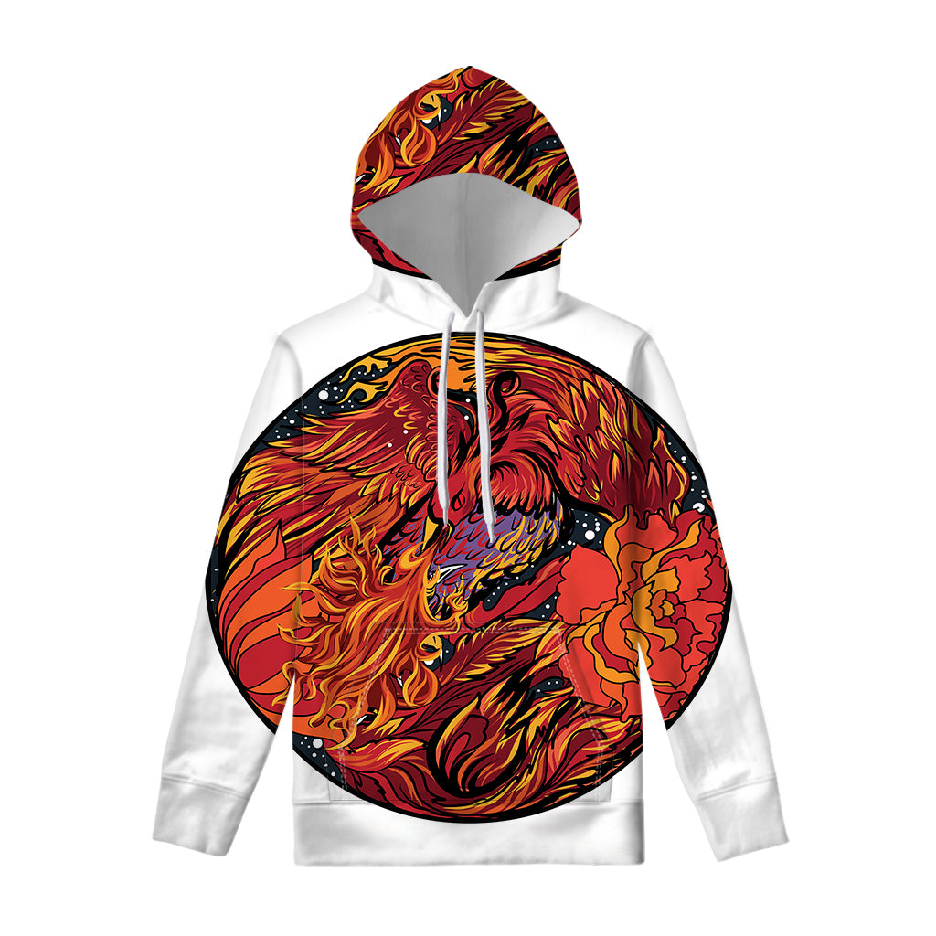 Japanese Phoenix Print Pullover Hoodie