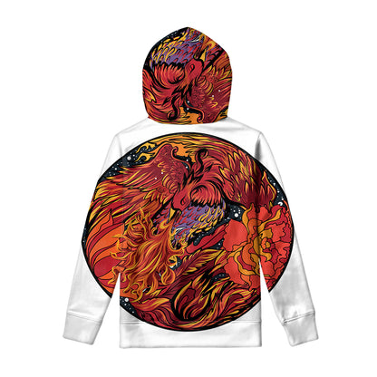 Japanese Phoenix Print Pullover Hoodie
