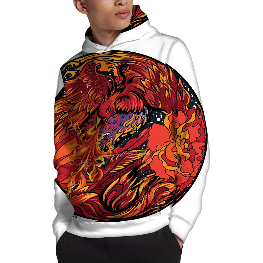 Japanese Phoenix Print Pullover Hoodie