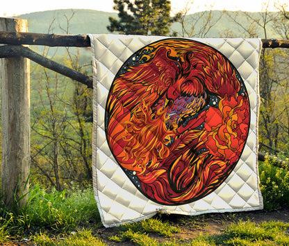 Japanese Phoenix Print Quilt