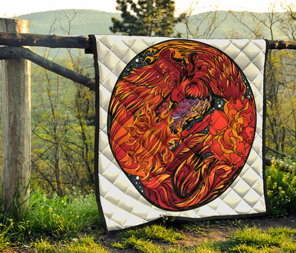 Japanese Phoenix Print Quilt