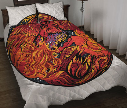 Japanese Phoenix Print Quilt Bed Set
