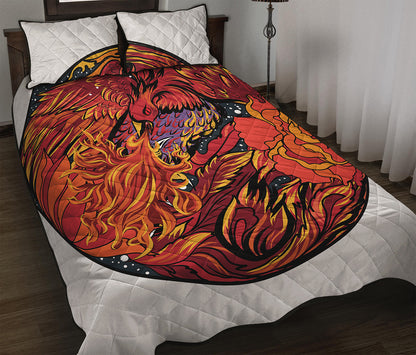 Japanese Phoenix Print Quilt Bed Set