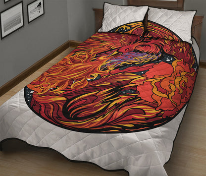 Japanese Phoenix Print Quilt Bed Set